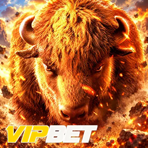 VIPBET — ilustração de um bisão em tons dourados