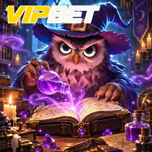 VIPBET — ilustração de uma coruja com livro mágico