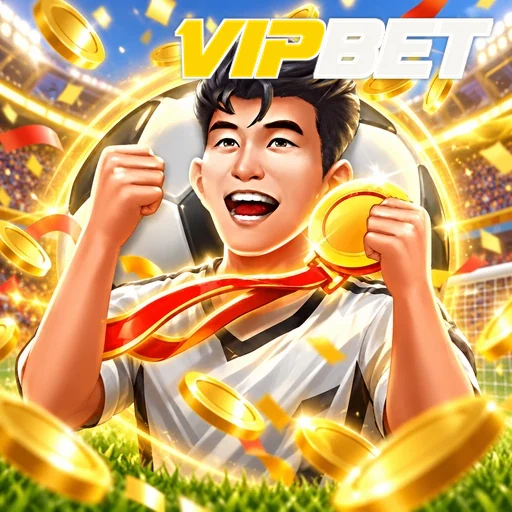 VIPBET — ilustração de um jogador comemorando com uma moeda