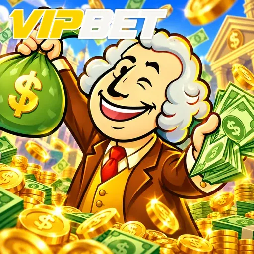 VIPBET — ilustração de um personagem com saco de dinheiro