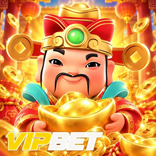 VIPBET — ilustração de um personagem sorridente com moedas de ouro