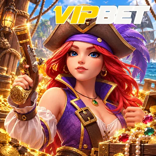 VIPBET — ilustração de uma pirata com mapa do tesouro